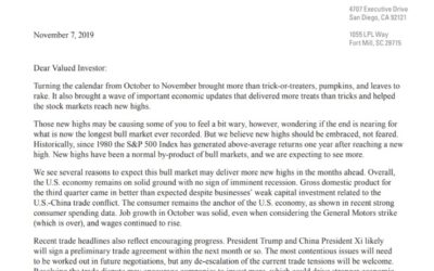 Reaching New Highs | Client Letter | November 7, 2019