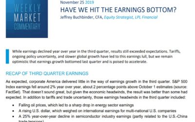 Have We Hit the Earnings Bottom? | Weekly Market Commentary | November 25, 2019
