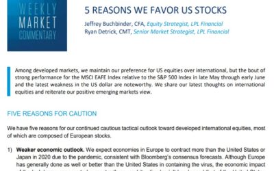 5 Reasons We Favor US Stocks | Weekly Market Commentary | June 22, 2020
