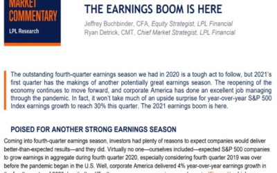 The Earnings Boom Is Here | Weekly Market Commentary | April 12, 2021